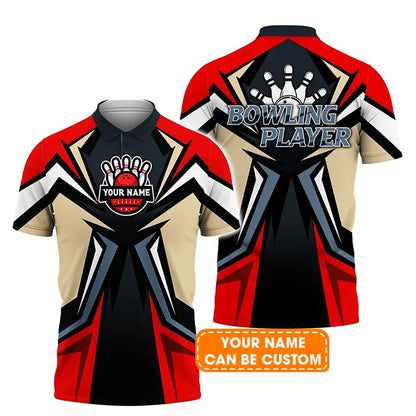 Bowling Custom Men Polo Shirt - Custom Name Mens Bowl Pin Personalized Bowling Polo Shirt - Perfect Gift For Friend, Family