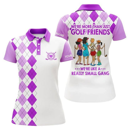 Customized Name Golf Women Polo Shirts, Personalized Multi-color Argyle Plaid We're More Than Golf Friends - Perfect Gift For Golfers, Golf Lovers