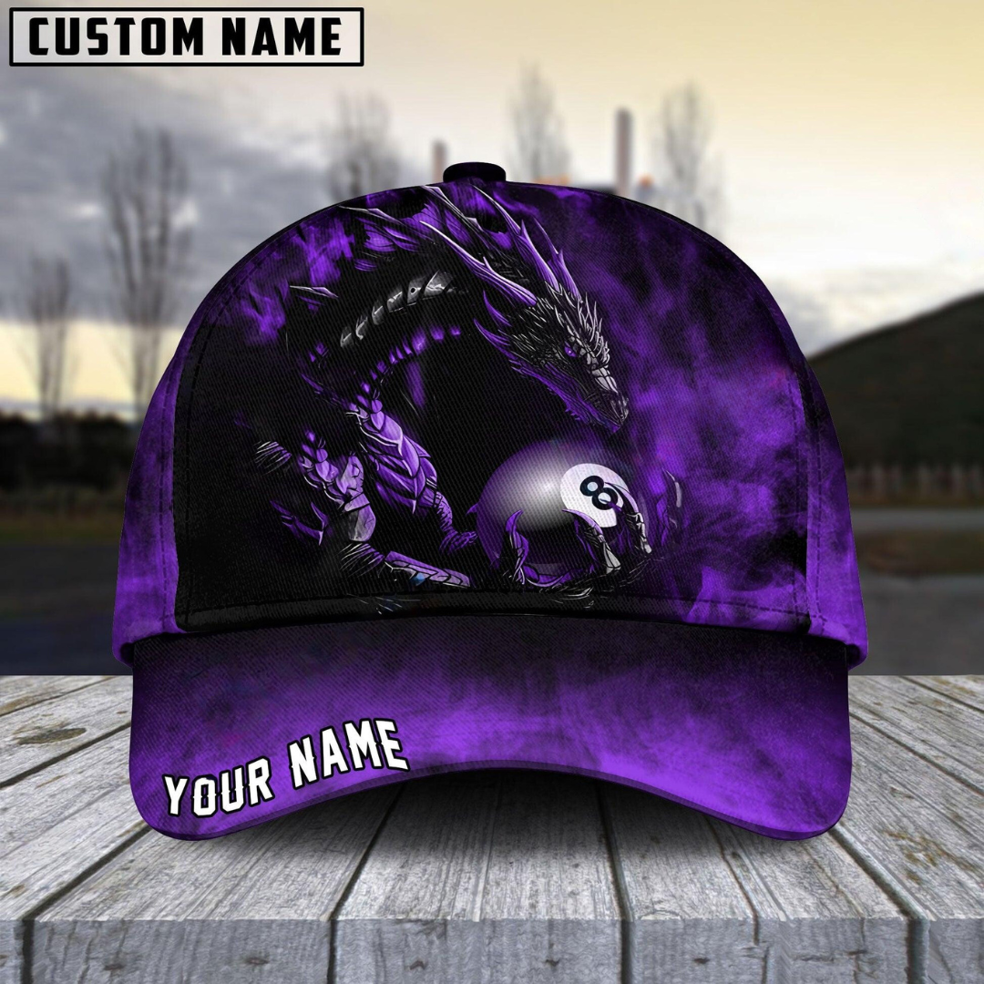 Customized Billiard Cap, Billiard Pool Ball 8 Aero Dragon Personalized Name 3D Hats, Best Billiard Pool Hat For Billiard Players (6 Colors)