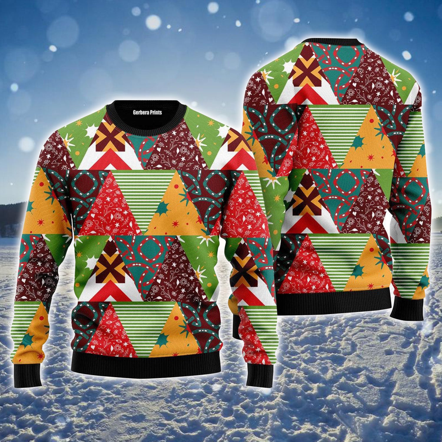 Colorful Triangles Xmas Ugly Sweater For Men & Women, Perfect Outfit For Christmas New Year Autumn Winter