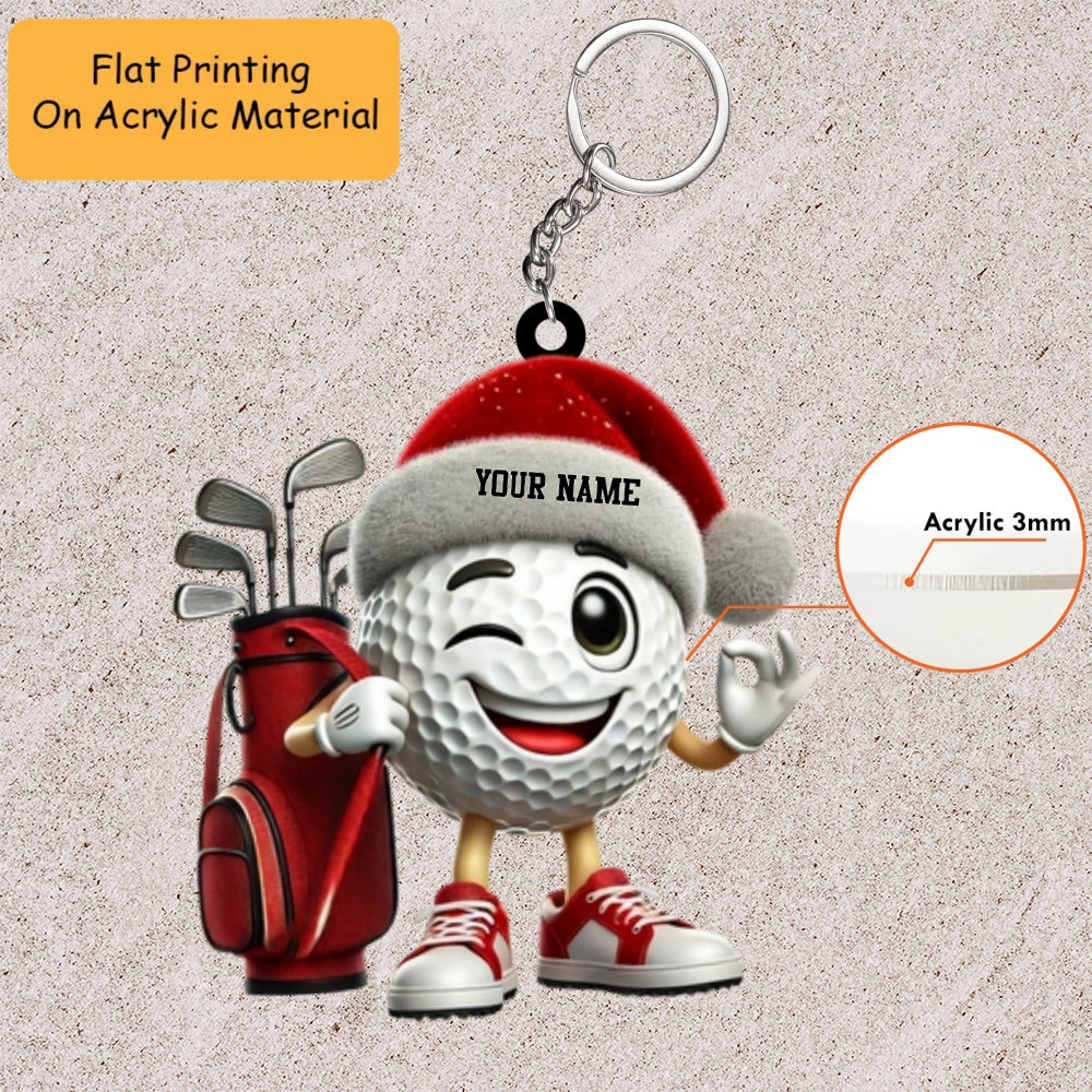 Personalized Golf Player Cart  Acrylic Ornament, Golf Keychain, Car Ornament, Christmas Ornament Gifts