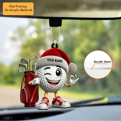 Personalized Golf Player Cart  Acrylic Ornament, Golf Keychain, Car Ornament, Christmas Ornament Gifts