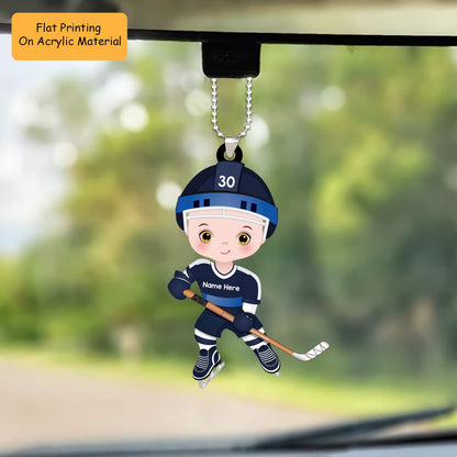 Personalized Boy Girl Ice Hockey Player Flat Acrylic Ornament, Ornament Gifts For Son, Grandson, Daughter, Granddaughter