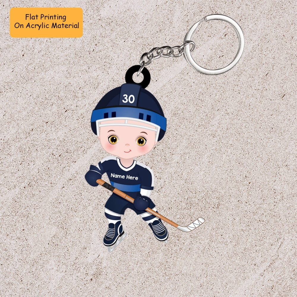 Personalized Boy Girl Ice Hockey Player Flat Acrylic Ornament, Ornament Gifts For Son, Grandson, Daughter, Granddaughter