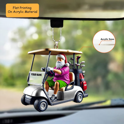 Personalized Golf Cart Santa Christmas  Acrylic Ornament, Golf Christmas Keychain, Car Ornament, Christmas Ornament Gifts