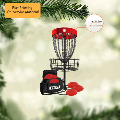 Personalized Disc Golf Christmas  Acrylic Ornament, Disc Golf Christmas Keychain, Car Ornament, Christmas Ornament Gifts
