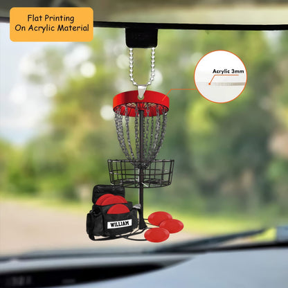 Personalized Disc Golf Christmas  Acrylic Ornament, Disc Golf Christmas Keychain, Car Ornament, Christmas Ornament Gifts