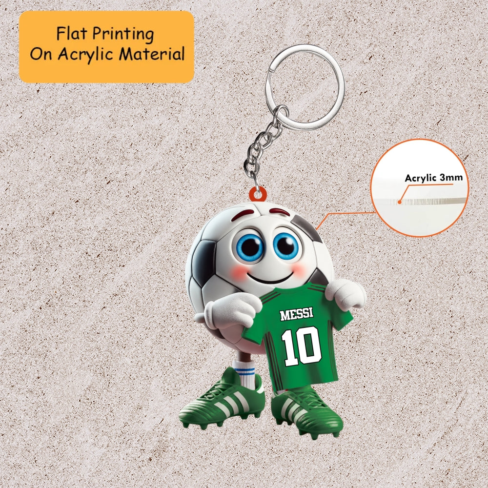 Personalized Soccer Christmas Ornament, Cute Mascot Holding Jersey, Custom Ornament Christmas Gift, Keychain Bowling, Car Ornament Bowling