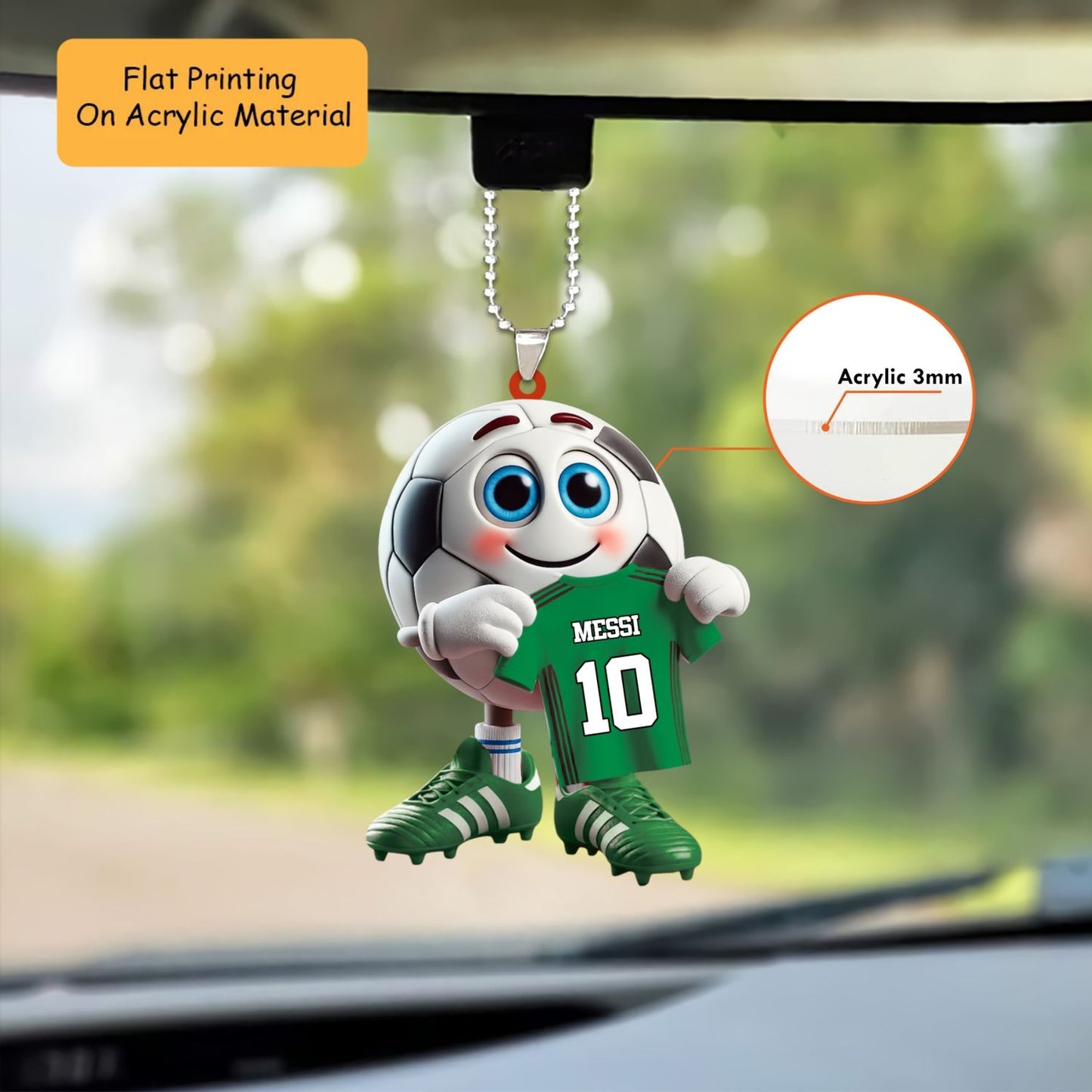 Personalized Soccer Christmas Ornament, Cute Mascot Holding Jersey, Custom Ornament Christmas Gift, Keychain Bowling, Car Ornament Bowling