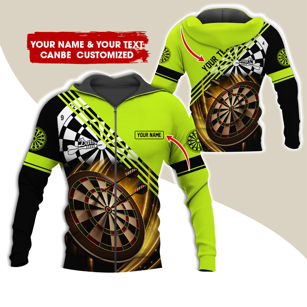 Customized Name & Text Darts Premium Zip Hoodie, Personalized Team Play Darts Zip Hoodie For Men & Women - Gift For Darts Lovers, Darts Players
