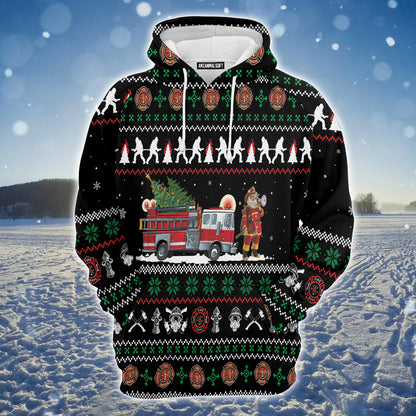 Santa Claus Premium Christmas Hoodie, Firefighter Xmas Unisex Hoodie For Men & Women - Perfect Gift For Christmas, Firefighter, Friends, Family