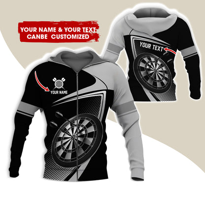 Custom Name & Text Darts Premium Zip Hoodie , Customized Darts Team Uniforms Zip Hoodie For Men & Women - Gift For Darts Lovers, Darts Players