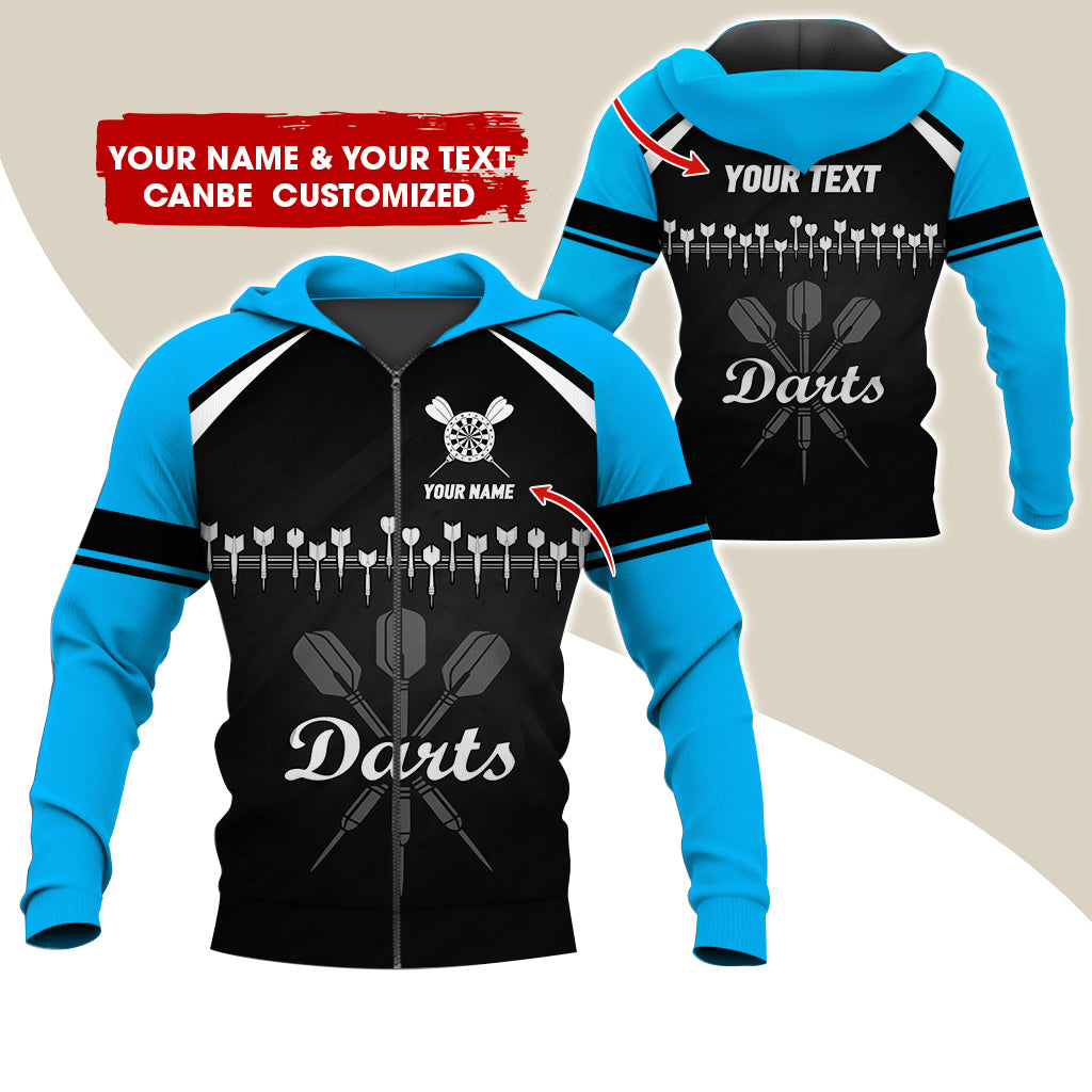 Customized Name & Text Darts Row Premium Zip Hoodie, Personalized Dartboard Team Zip Hoodie For Men & Women - Gift For Darts Lovers, Darts Players