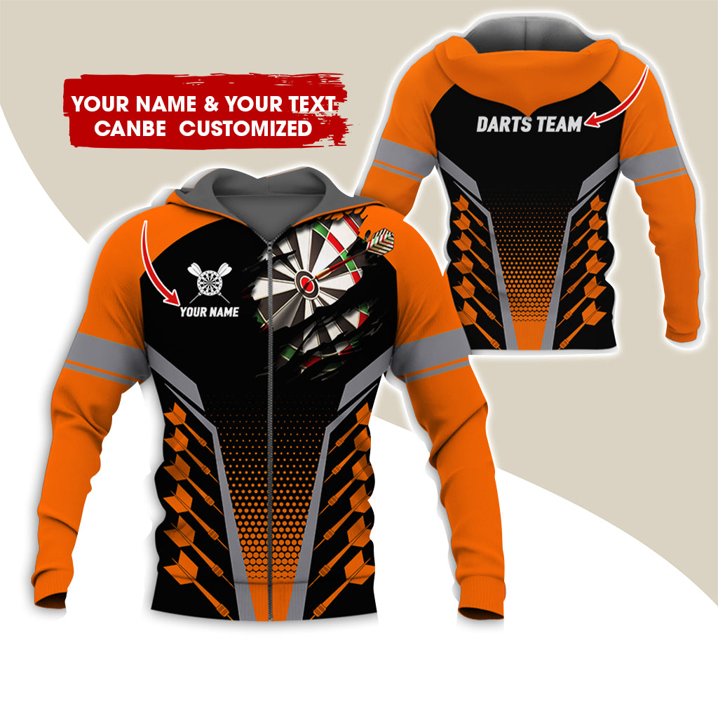 Custom Name & Team Darts Premium Zip Hoodie, Customized Darts Team Zip Hoodie For Men & Women - Gift For Darts Lovers, Darts Players