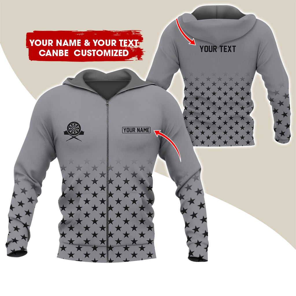 Customized Name & Text Darts Premium Zip Hoodie, Custom Name Darts Zip Hoodie For Men & Women - Gift For Darts Lovers, Darts Players