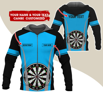 Customized Name, Text & Department Darts Premium Zip Hoodie, Personalized Darts Team Zip Hoodie For Men & Women - Gift For Darts Lovers, Darts Players