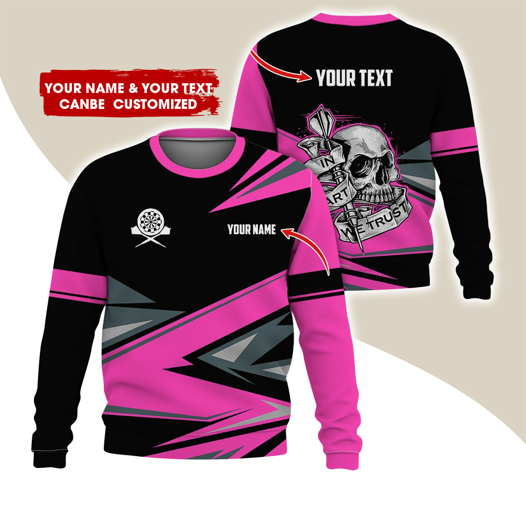 Customized Name & Text Darts Sweatshirt, Personalized Skull Darts Sweatshirt For Men & Women - Gift For Darts Lovers, Darts Players