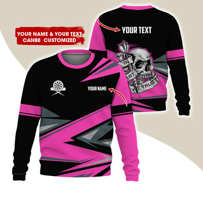 Customized Name & Text Darts Sweatshirt, Personalized Skull Darts Sweatshirt For Men & Women - Gift For Darts Lovers, Darts Players