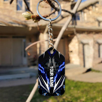 Bullseye Dartboard Thunder Customized Name Viking And Darts Acrylic Keychain - Christmas Gift For Darts Lovers, Darts Team Players