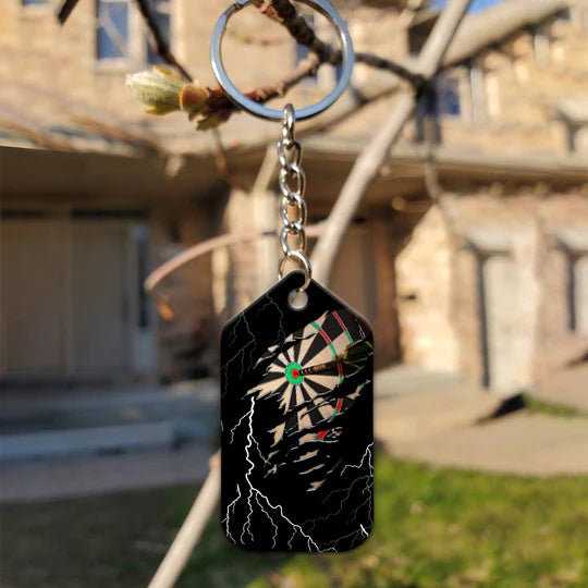 Bullseye Dartboard Thunder Customized Name Grim Reaper And Darts Acrylic Keychain - Christmas Gift For Darts Lovers, Darts Players