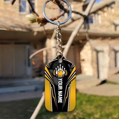 Custom Name Yellow Bowling You Don't Have To Be Crazy Acrylic Keychain - Christmas Gift For Bowling Lovers, Bowling Team Players