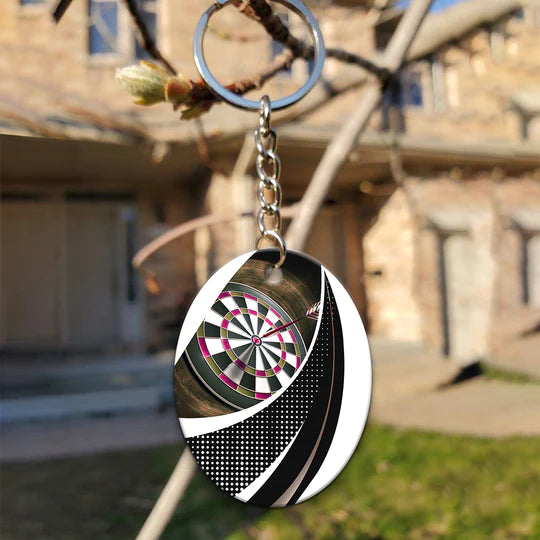 Bullseye Dartboard Brown Viking And Darts Acrylic Keychain - Christmas Gift For Darts Lovers, Darts Players, Family, Friends