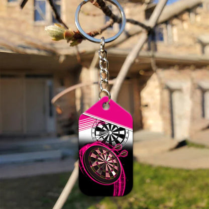 The Coolest Girls Throw Darts Pink Acrylic Keychain For Darts Players - Christmas Gift For Darts Lovers, Darts Team, Family, Friends