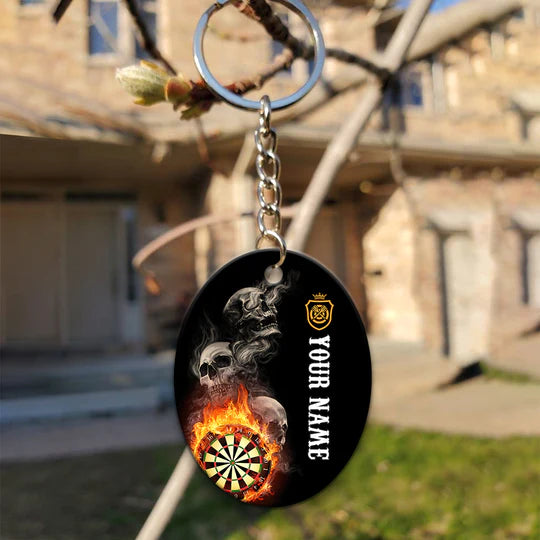 Grim Reaper Hello Darkness Customized Name Dartboard Acrylic Keychain - Christmas Gift For Darts Lovers, Darts Players