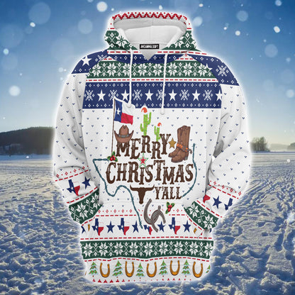 Texas Premium Christmas Hoodie, Merry Christmas Y'all Unisex Hoodie For Men & Women - Perfect Gift For Christmas, Friends, Family