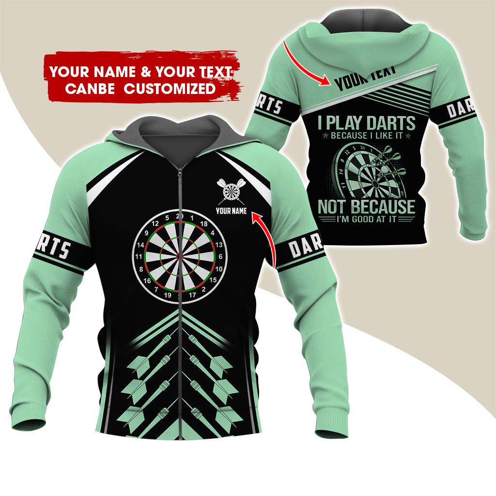 Customized Name Darts Premium Zip Hoodie, Personalized I Play Darts Zip Hoodie For Men & Women - Gift For Darts Lovers, Darts Players