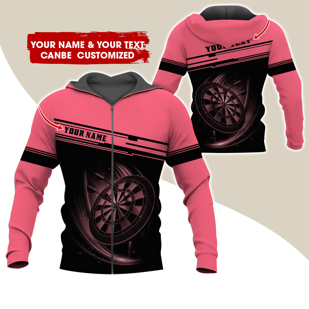 Personalized Name & Text Darts Premium Zip Hoodie, Custom Name Dartboard Zip Hoodie For Men & Women - Gift For Darts Lovers, Darts Players