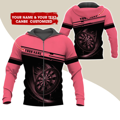 Personalized Name & Text Darts Premium Zip Hoodie, Custom Name Dartboard Zip Hoodie For Men & Women - Gift For Darts Lovers, Darts Players
