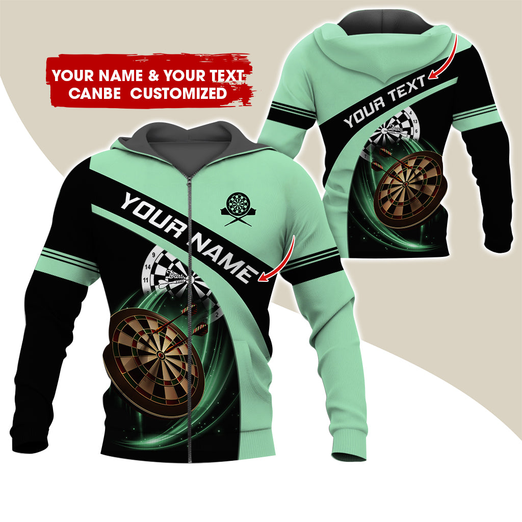 Personalized Name Darts Premium Zip Hoodie , Custom Name Dartboard Zip Hoodie For Men & Women - Gift For Darts Lovers, Darts Players