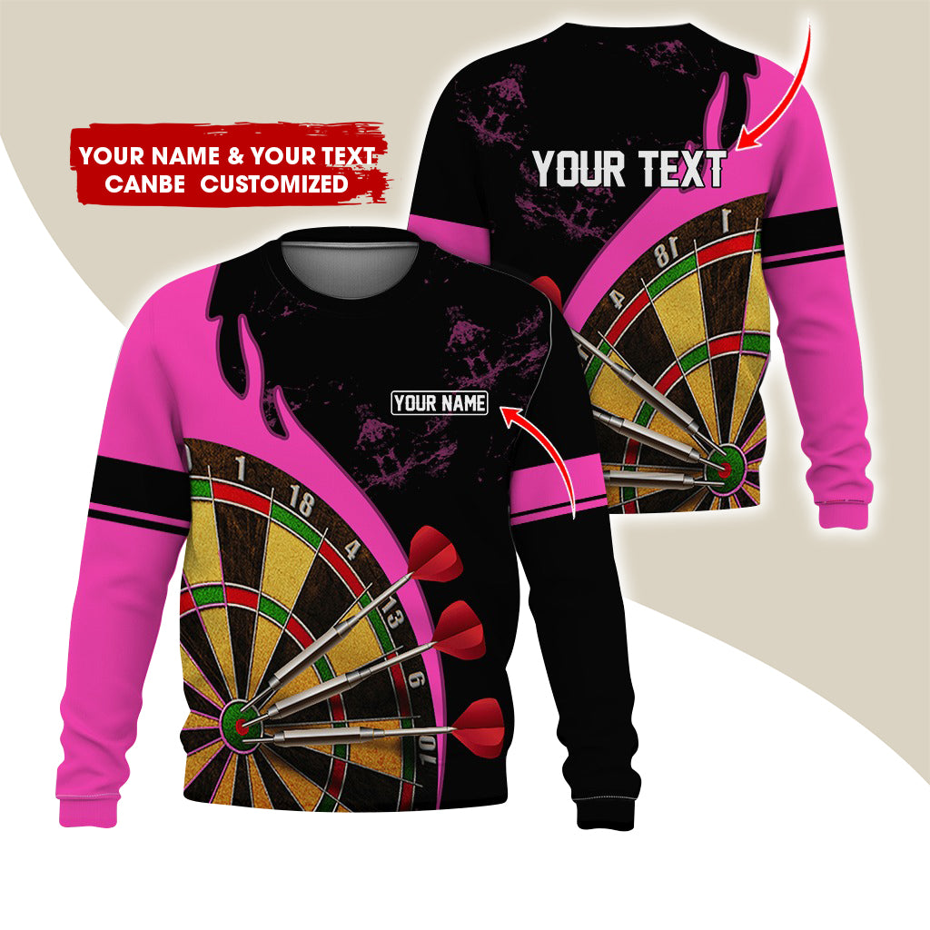 Customized Name & Text Darts Sweatshirt, Personalized Yellow Dartboard Sweatshirt For Men & Women - Gift For Darts Lovers, Darts Players