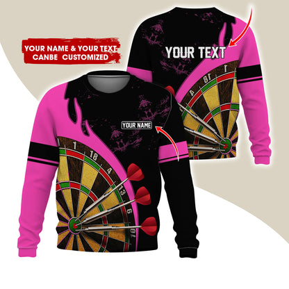 Customized Name & Text Darts Sweatshirt, Personalized Yellow Dartboard Sweatshirt For Men & Women - Gift For Darts Lovers, Darts Players
