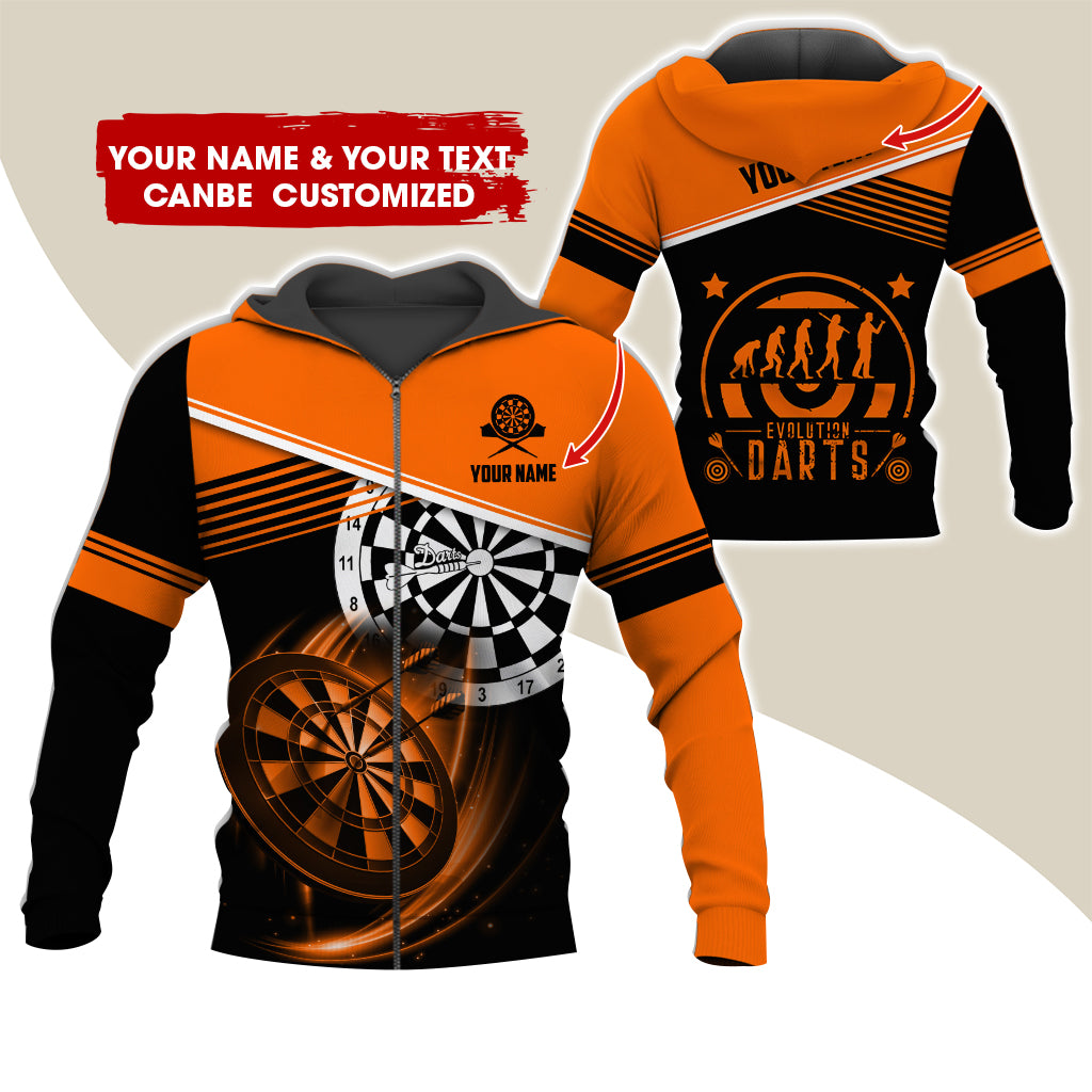 Personalized Name & Text Darts Premium Zip Hoodie, Customized Evolution Darts Player Zip Hoodie For Men & Women - Gift For Darts Lovers, Darts Players