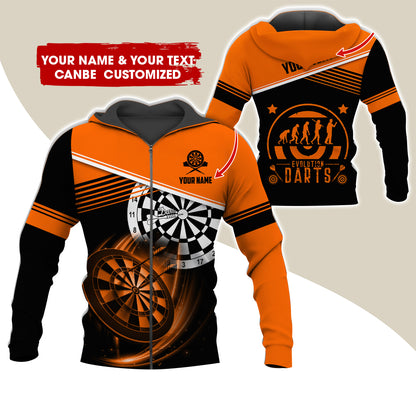 Personalized Name & Text Darts Premium Zip Hoodie, Customized Evolution Darts Player Zip Hoodie For Men & Women - Gift For Darts Lovers, Darts Players