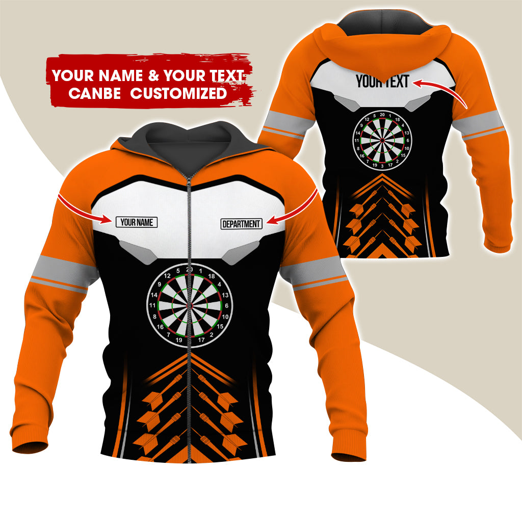 Personalized Name Darts Team Premium Zip Hoodie, Customized Dartboard Zip Hoodie For Men & Women - Gift For Darts Lovers, Darts Players