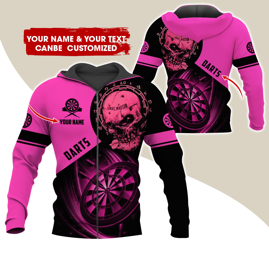 Customized Name Skull Darts Premium Zip Hoodie , Personalized Name Darts Master Zip Hoodie For Men & Women - Gift For Darts Lovers, Darts Players