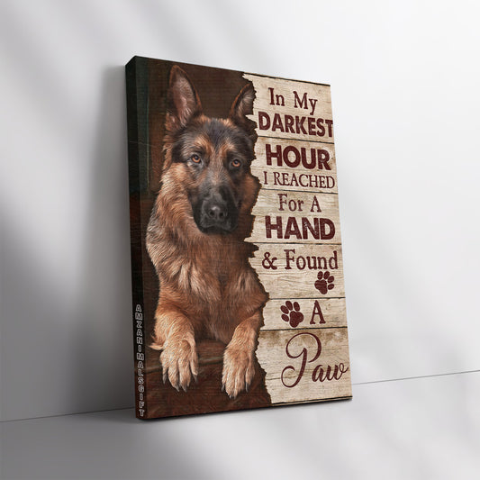 German Shepherd Premium Wrapped Portrait Canvas - German Shepherd Dog Drawing, In My Darkest Hour - Gift For German Shepherd Lovers, Dog Lovers