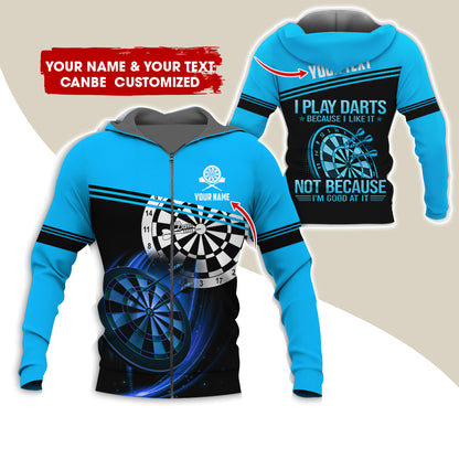 Customized Name Darts Premium Zip Hoodie, Personalized I Play Darts Zip Hoodie For Men & Women - Gift For Darts Lovers, Darts Players