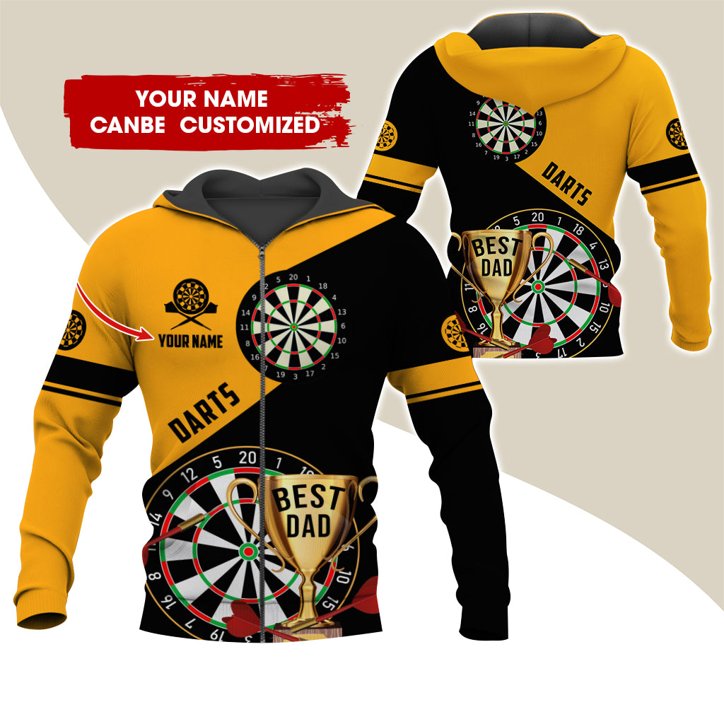 Customized Name Darts Premium Zip Hoodie , Personalized Name Best Dad Darts Zip Hoodie For Men & Women - Gift For Darts Lovers, Darts Players