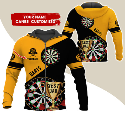 Customized Name Darts Premium Zip Hoodie , Personalized Name Best Dad Darts Zip Hoodie For Men & Women - Gift For Darts Lovers, Darts Players