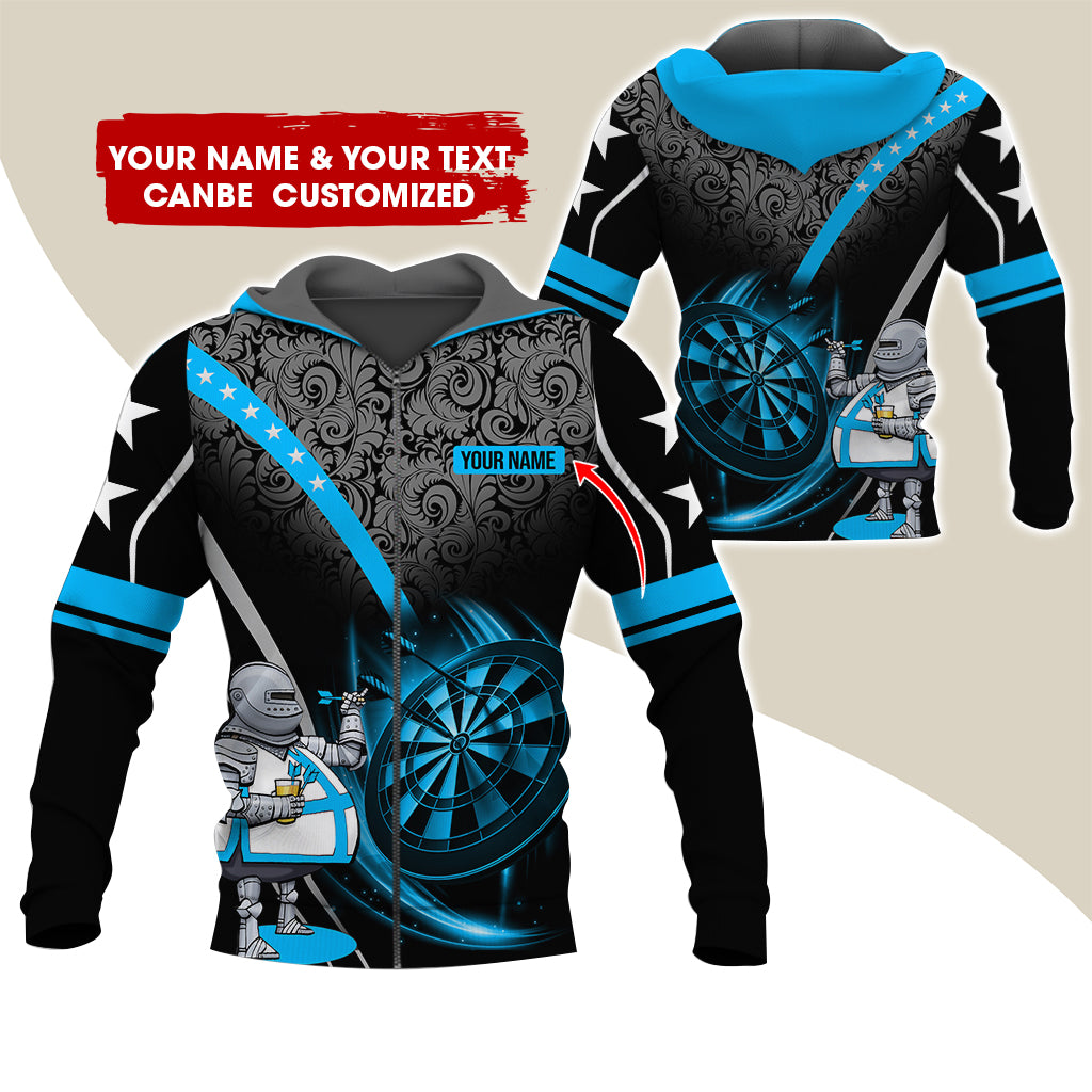 Custom Name & Text Darts Premium Zip Hoodie, Personalized Throwing Dad Darts Zip Hoodie For Men & Women - Gift For Darts Lovers, Darts Players