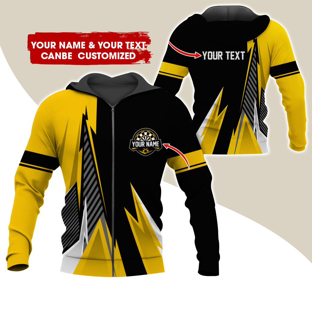 Customized Name & Text Darts Premium Zip Hoodie , Personalized Name Darts Zip Hoodie For Men & Women - Gift For Darts Lovers, Darts Players