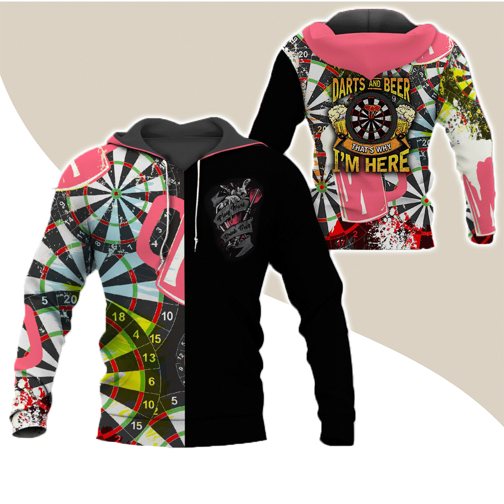 Darts Premium Hoodie, Darts And Beer That's Why I'm Here Darts Hoodie For Men & Women - Gift For Darts Lovers, Friend, Family