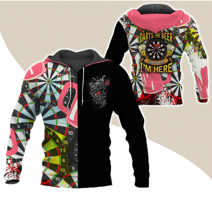 Darts Premium Hoodie, Darts And Beer That's Why I'm Here Darts Hoodie For Men & Women - Gift For Darts Lovers, Friend, Family