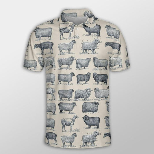 Sheep Men Polo Shirts For Summer - Sheep Breed Vintage Pattern Shirts For Men - Perfect Gift For Sheep Lovers, Cattle Lovers