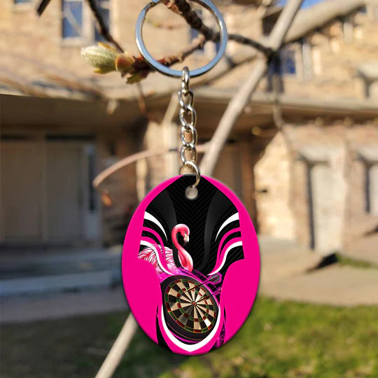 Flamingo Darts Player Acrylic Keychain For Darts Players - Christmas Gift For Darts Lovers, Darts Team, Family, Friends