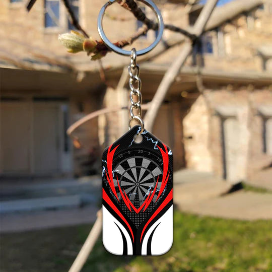 Flame Bullseye Dartboard Wolf And Darts Acrylic Keychain - Christmas Gift For Darts Lovers, Darts Team, Family, Friends